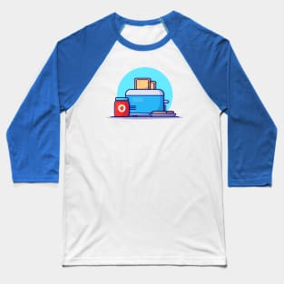 Toaster, Bread And Strawberry Jam Cartoon Vector Icon Illustration Baseball T-Shirt